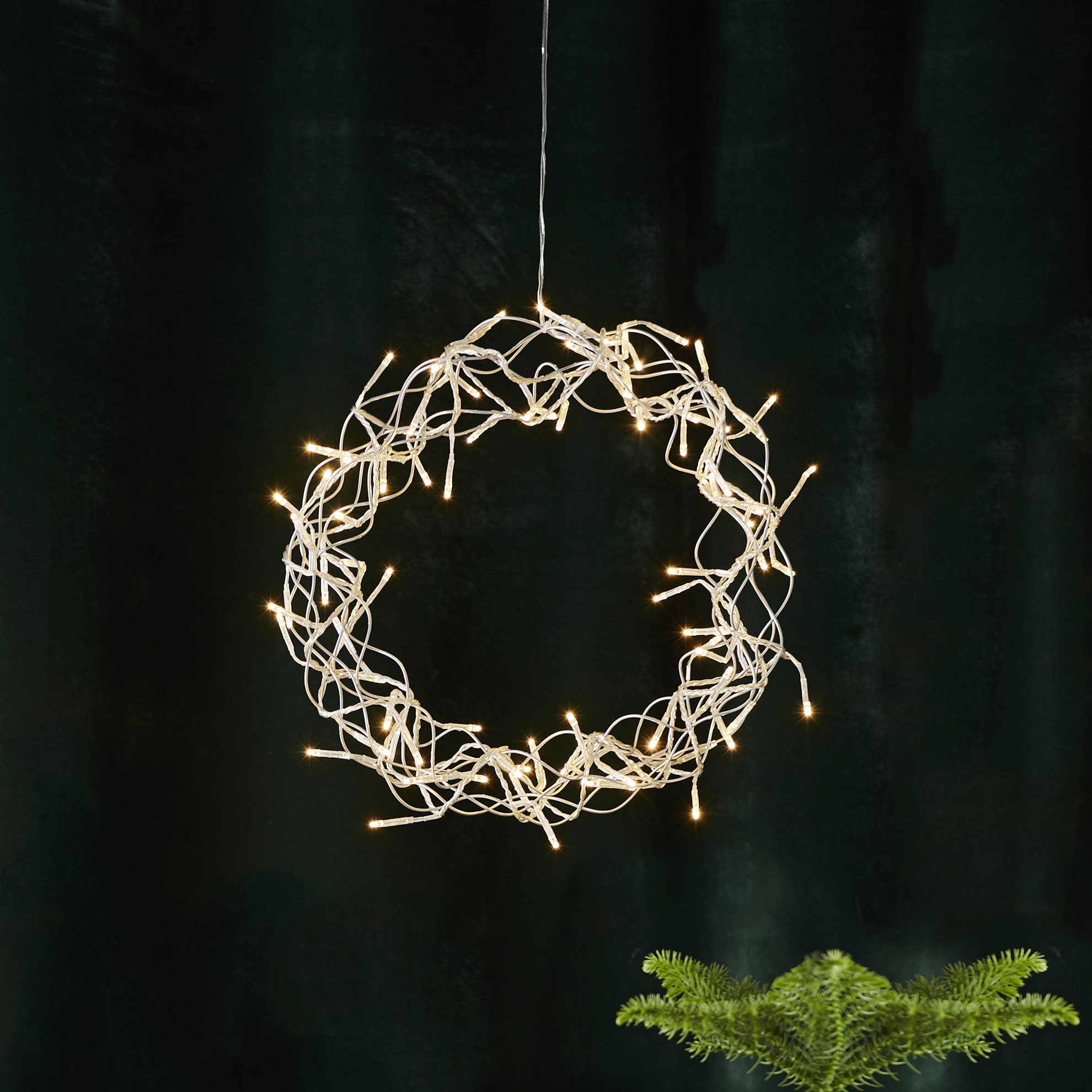 Závěsný svítící věnec CURLY 80x LED P.30 cm stříbrný_0