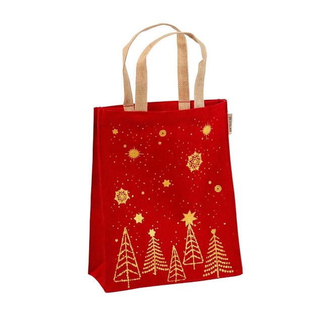 Dárková vánoční taška, juta, 26x32 cm_0