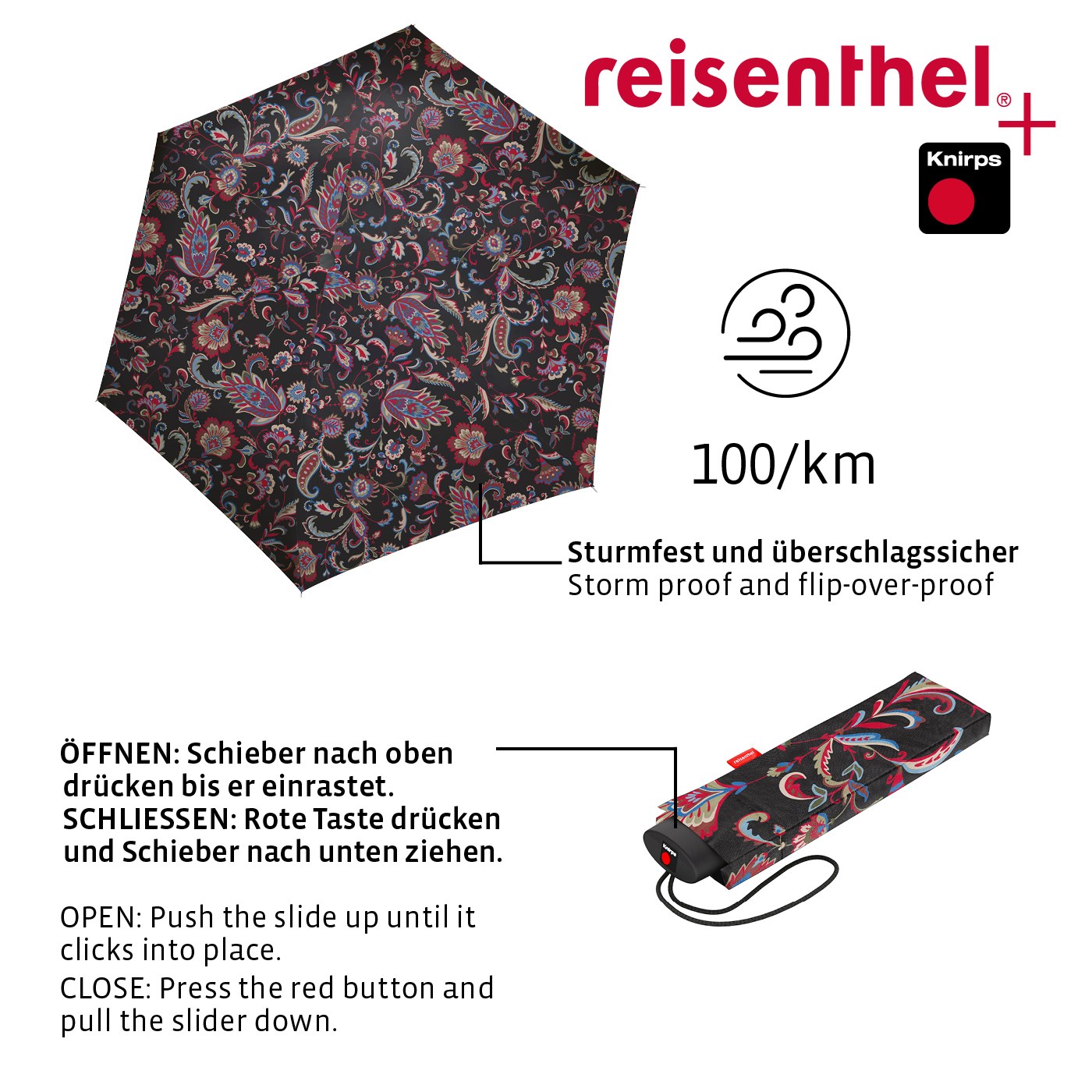 Deštník Umbrella Pocket Mini paisley black_2