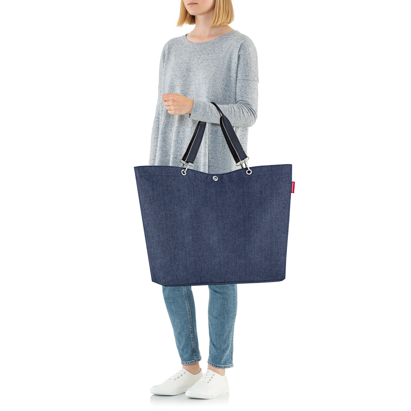 Taška přes rameno Shopper XL herringbone dark blue_0