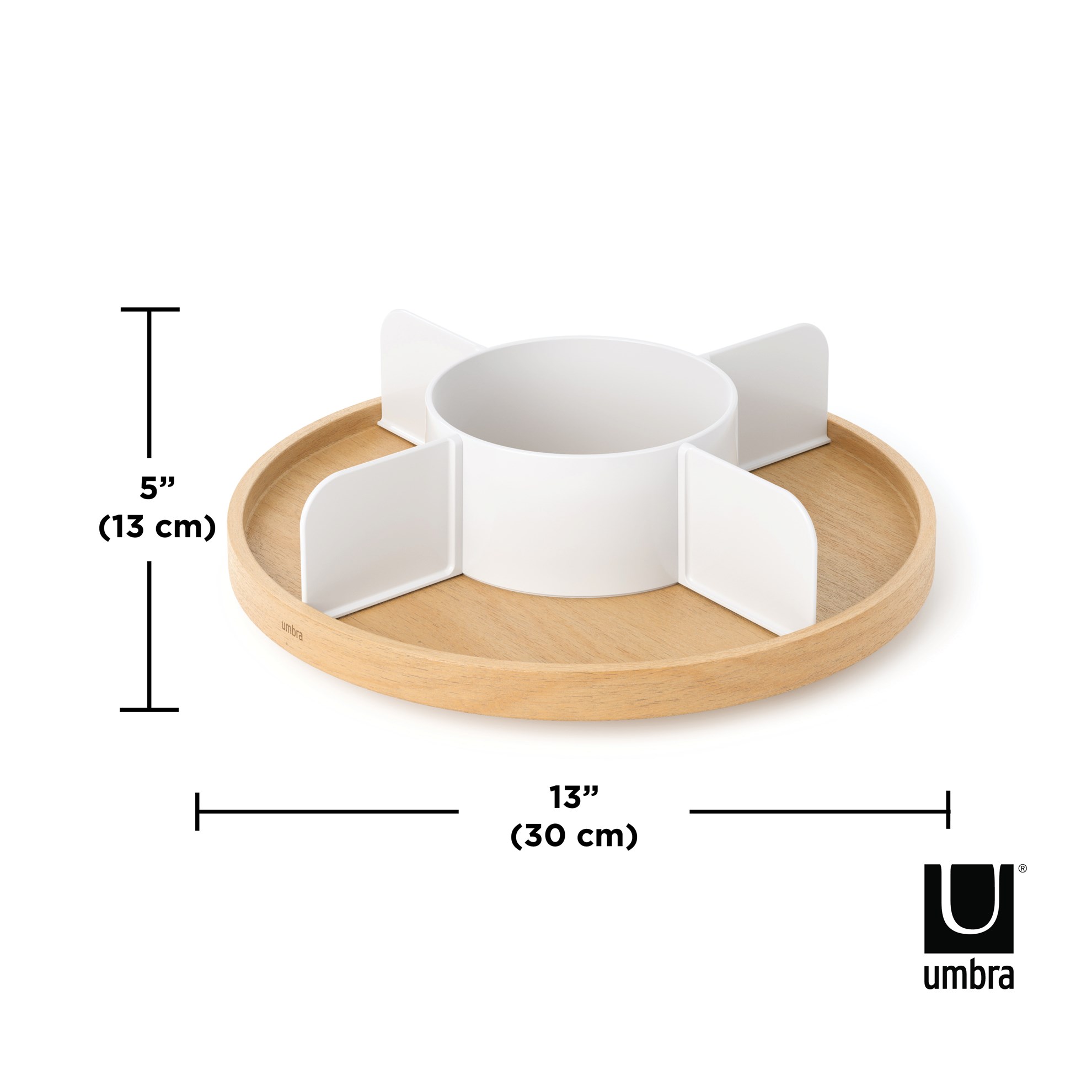 Otočný organizér/tácek BELLWOOD LAZY SUSAN 30 cm bílý/přírodní_5