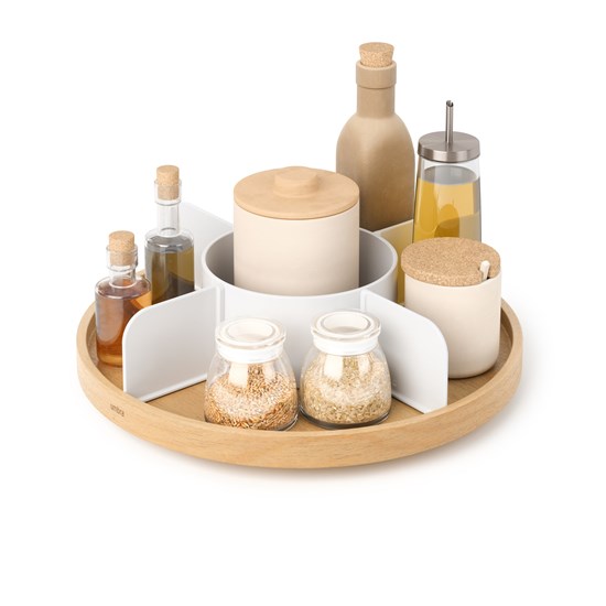 Otočný organizér/tácek BELLWOOD LAZY SUSAN 30 cm bílý/přírodní_6