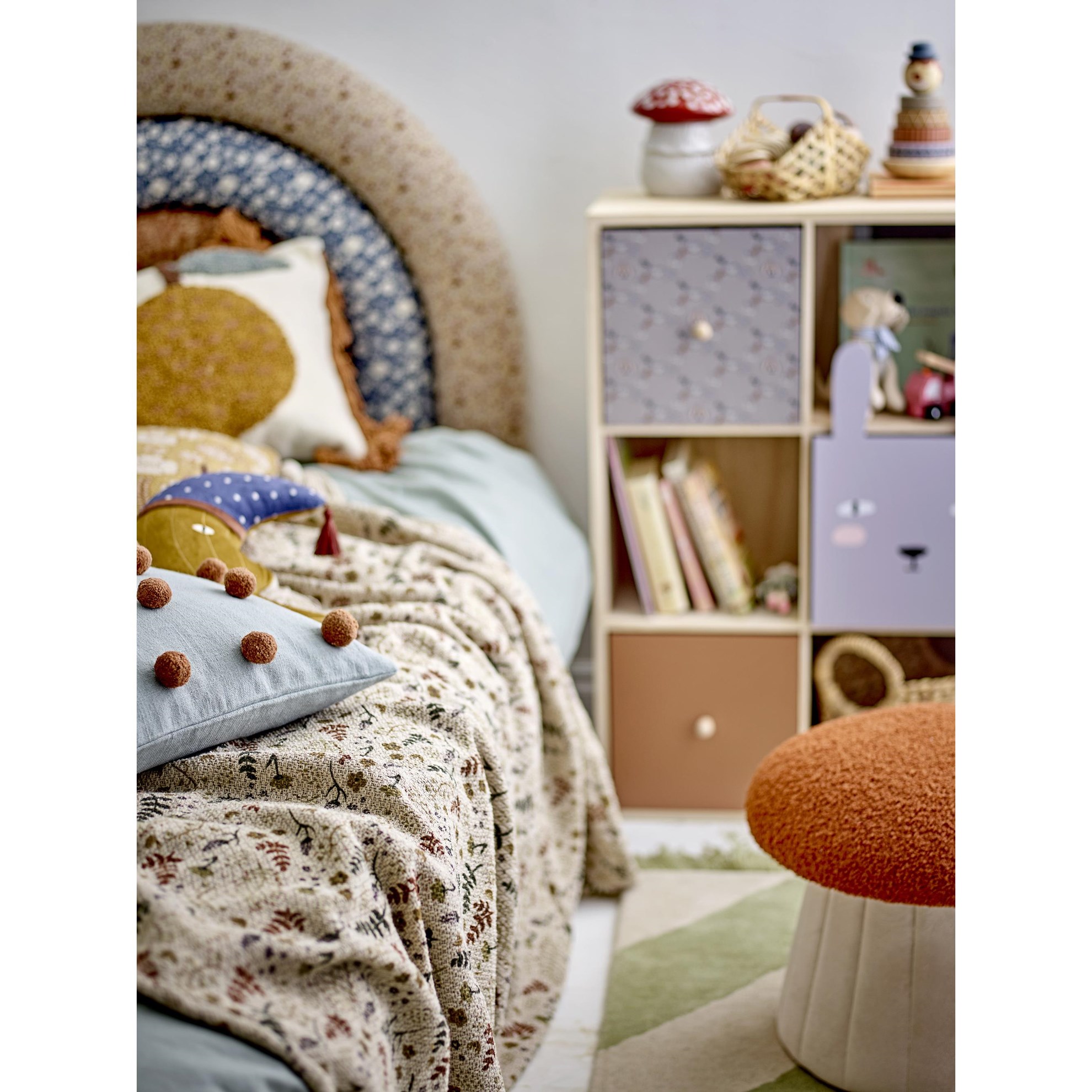 Polštář s pompony Karla modrý, bavlna_1