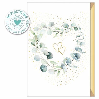 Svatební přání ražené s obálkou srdce/eukalyptus_0