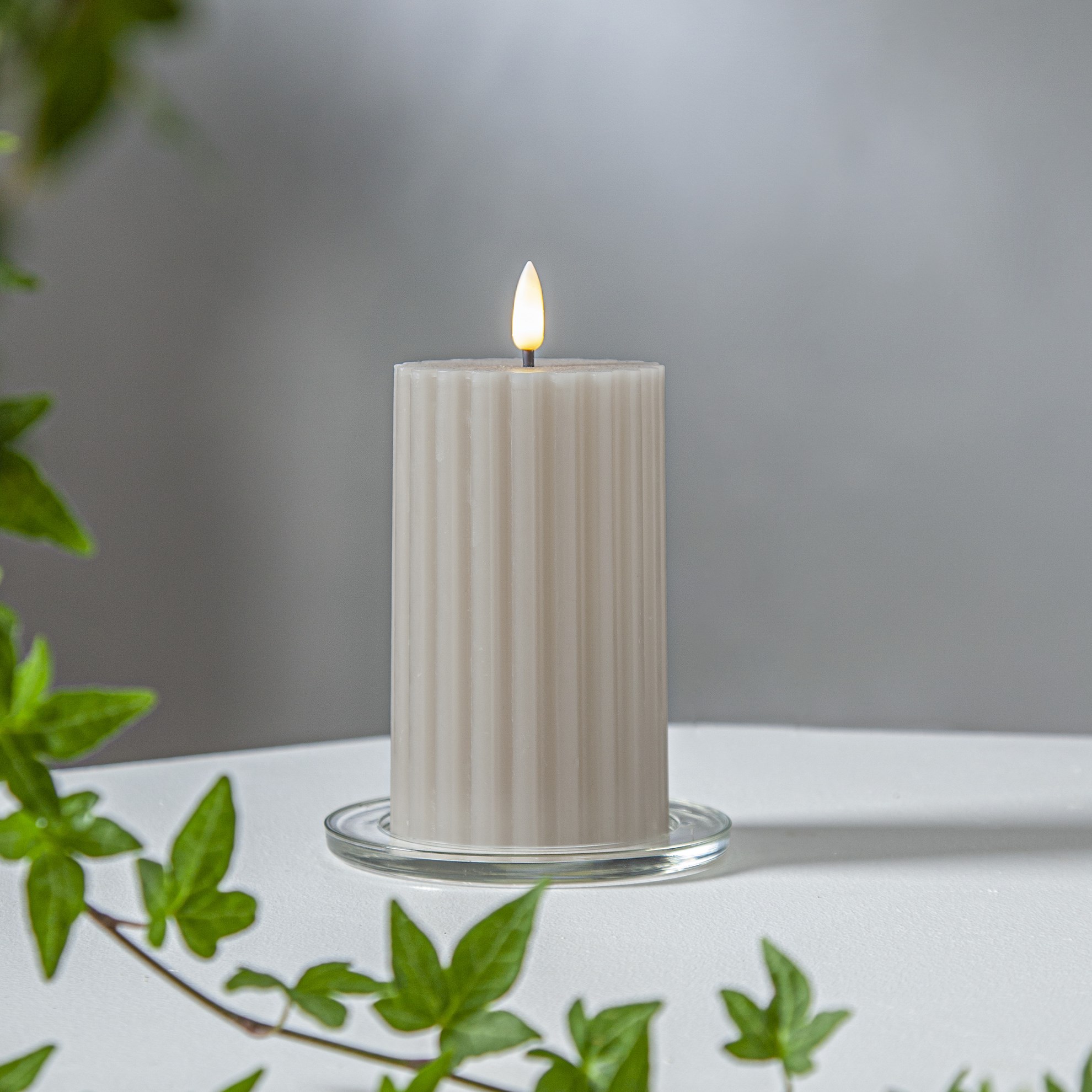 LED dekoračná svíčka STRIPE V. 15cm béžová_0