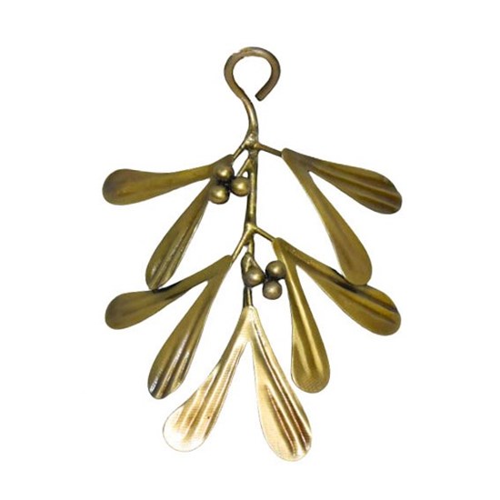 Kovová dekorace jmelí V.12cm zlatá_0