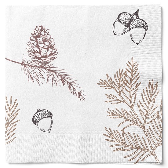 Papírové ubrousky 33x33cm BAL/20ks bílé s hnědým potiskem_0