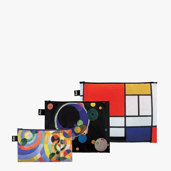 Cestovní pouzdra na zip SET/3ks LOQI DELAUNAY, KANDINSKY, MONDRIAN_0