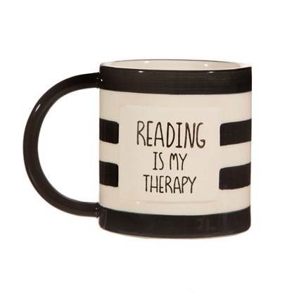 Hrnek s uchem "Reading is my therapy" 300m_2