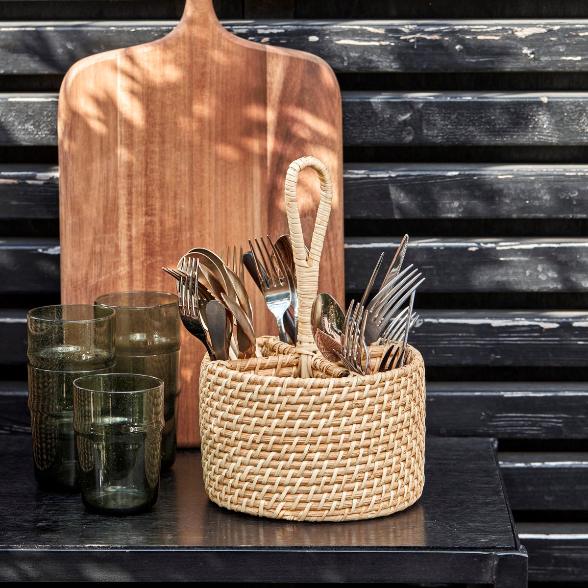 Košík/stojan na příbory ROON V.28cm přírodní_1
