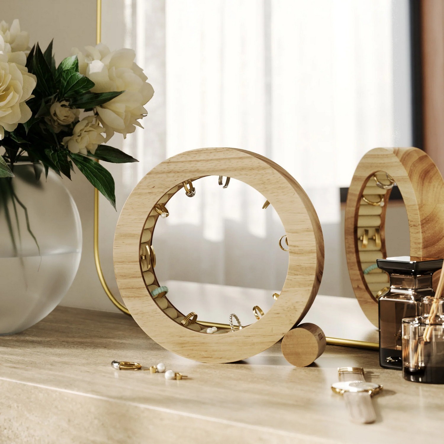 Kulatá šperkovnice FERRIS P.19 cm přírodní_0