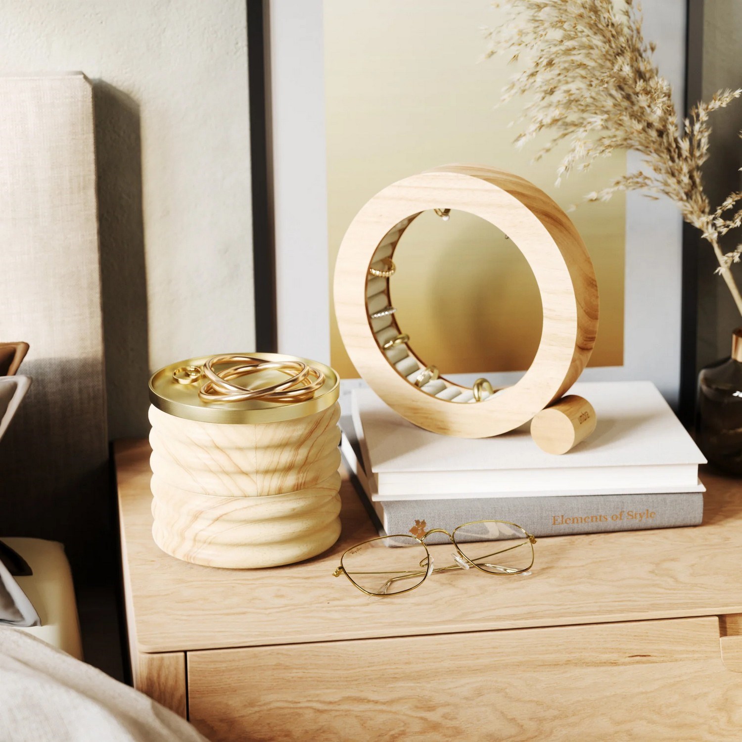 Kulatá šperkovnice FERRIS P.19 cm přírodní_1