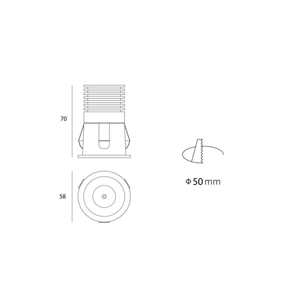 Vnitřní zapuštěné bodové svítidlo RAY-S P.5,8 cm černé_0