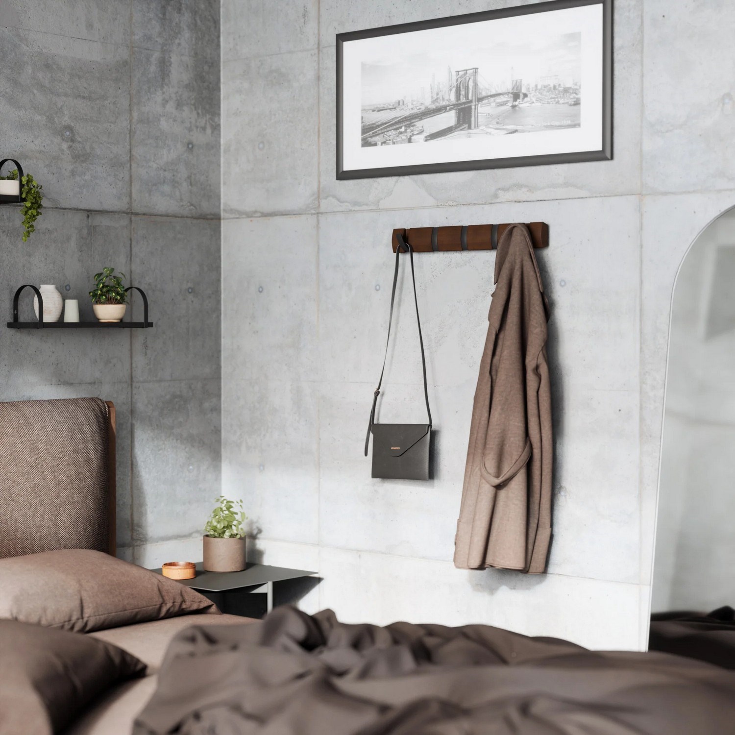 Věšák na zeď FLIP 5 háčků hnědý_1