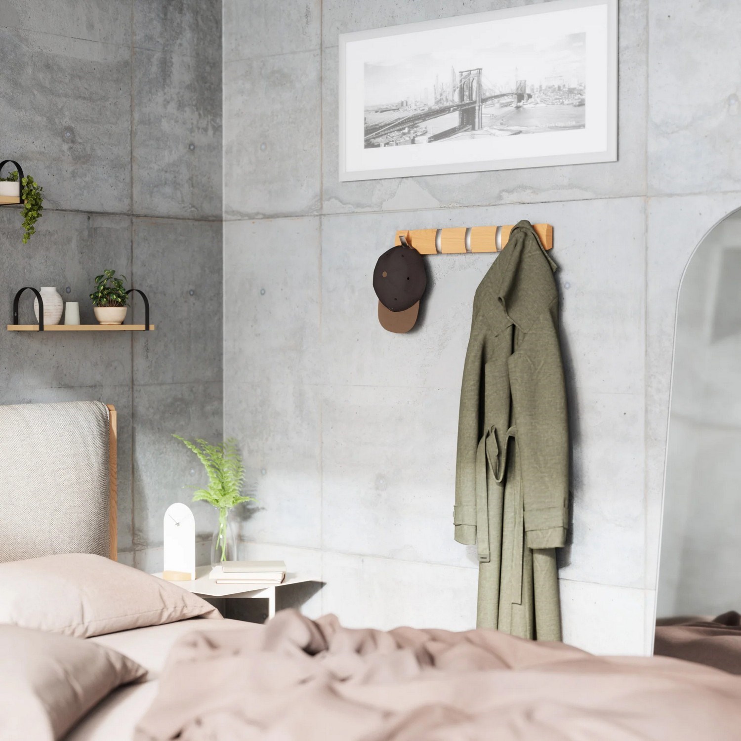 Věšák na zeď FLIP 5 háčků přírodní_2