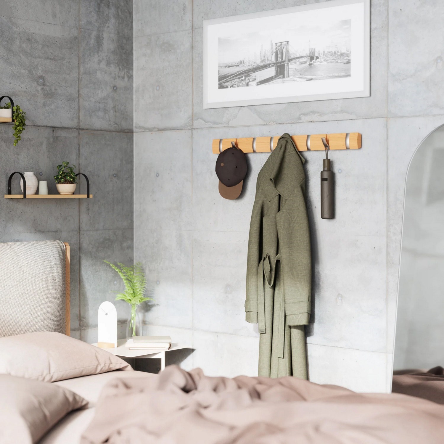 Věšák na zeď FLIP 8 háčků přírodní_1