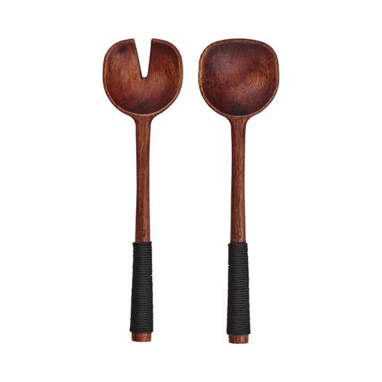 Příbor na salát WOOD s černou nylonovou rukojetí SET/2ks hnědý_0