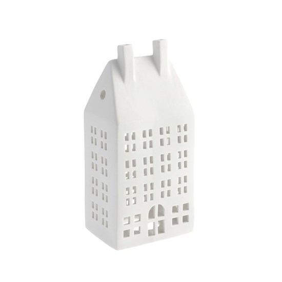 Keramický svícen domek STORSTADEN NR.1 V.22cm bílý_2