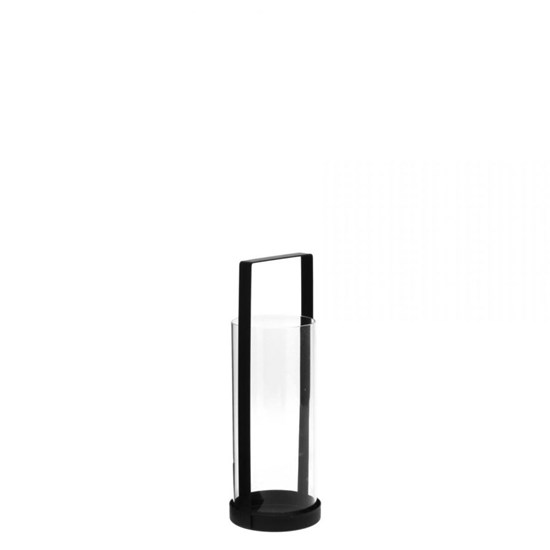 Skleněná lucerna v kovovém stojanu KVARNVIK S 9x26cm černá_1