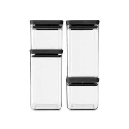 Sada plastových dóz Brabantia SQUARE-2x700ml/2x1,6l SET/4ks tmavě šedé_5