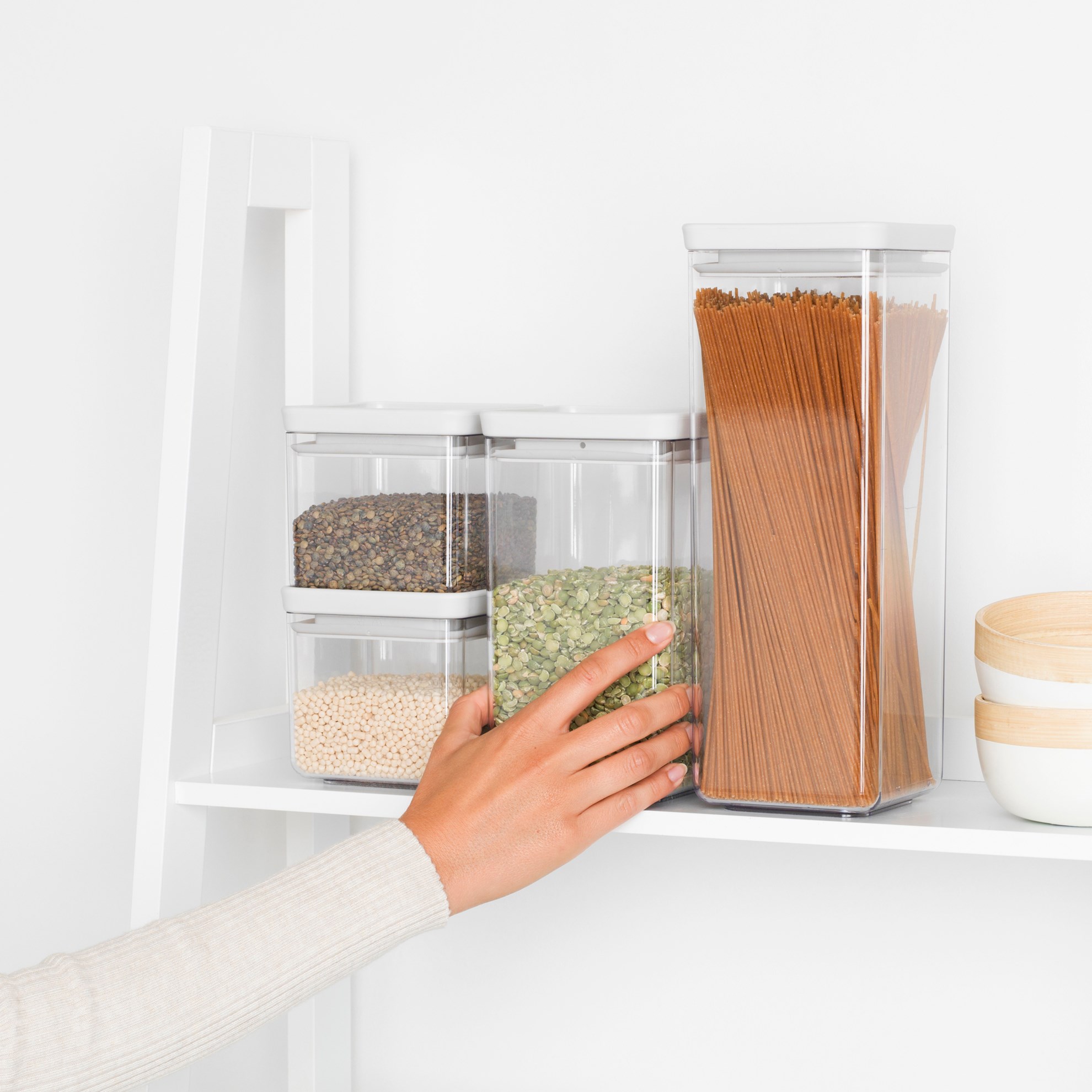 Sada plastových dóz Brabantia SQUARE-2x700ml/2x1,6l SET/4ks světle šedé_2