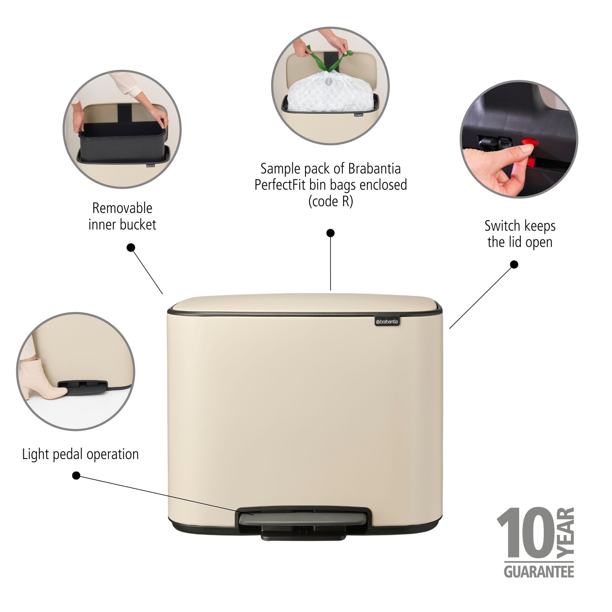 Pedálový odpadkový koš Brabantia BO 36l béžový_6
