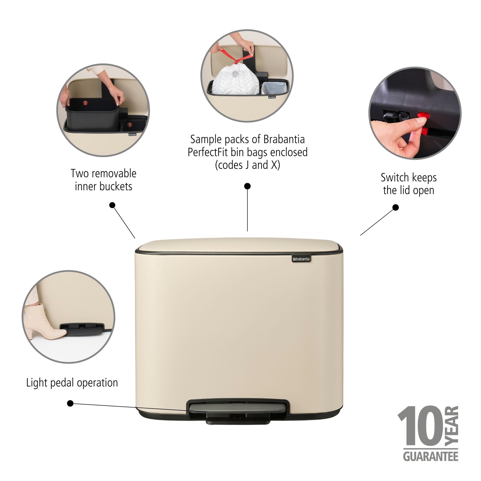 Pedálový odpadkový koš Brabantia BO 11l/23l béžový_4