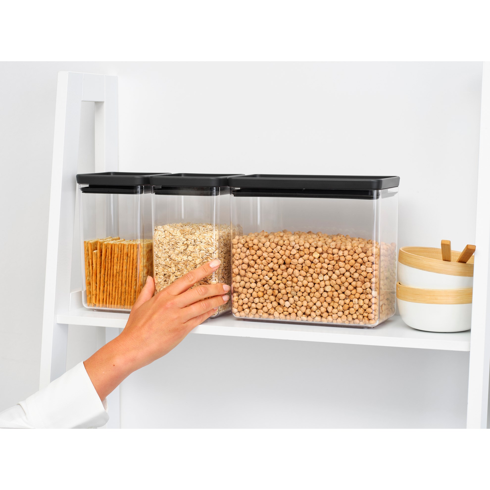 Sada plastových dóz Brabantia SQUARE-2x1,6l/1x3,5l SET/3ks tmavě šedé_1
