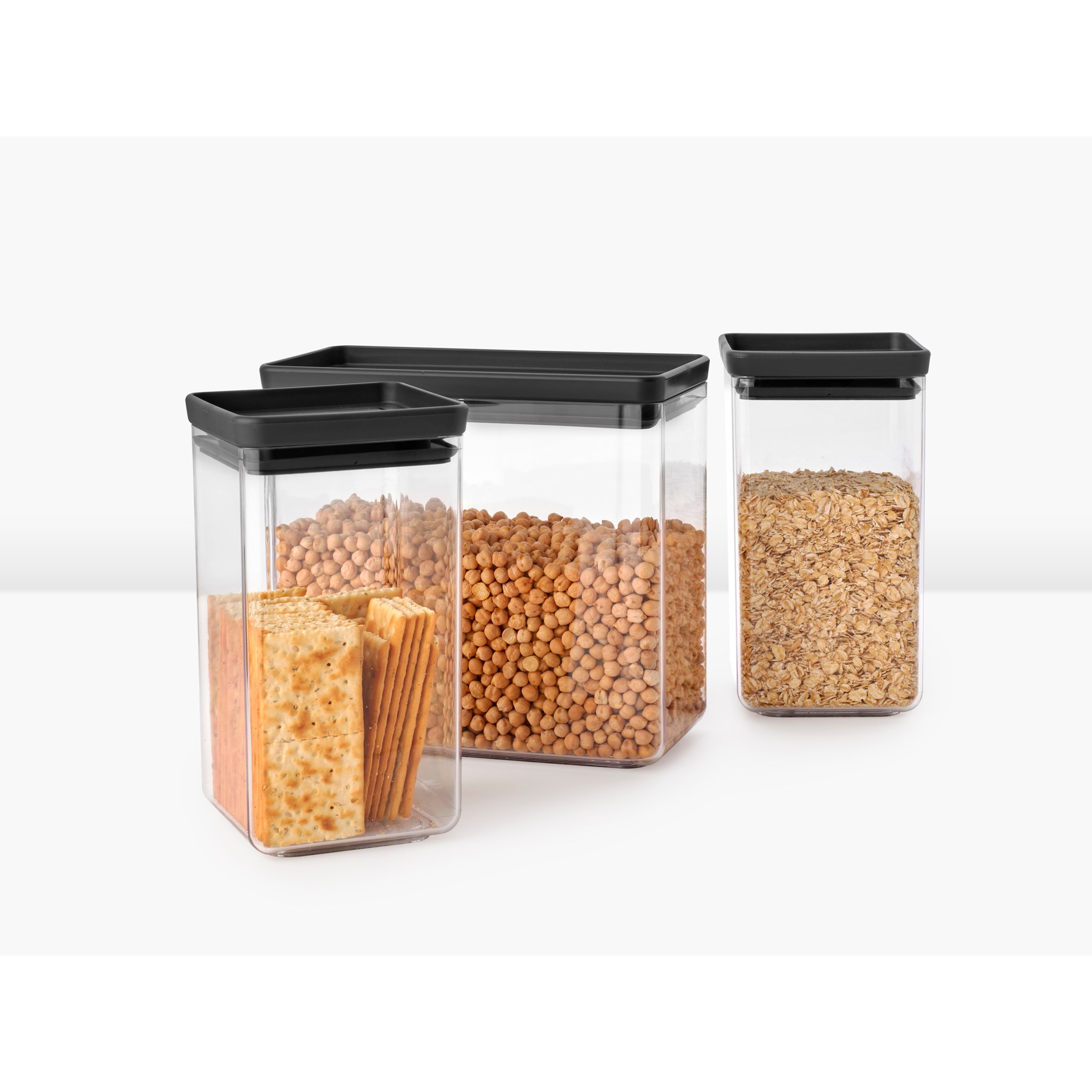Sada plastových dóz Brabantia SQUARE-2x1,6l/1x3,5l SET/3ks tmavě šedé_3