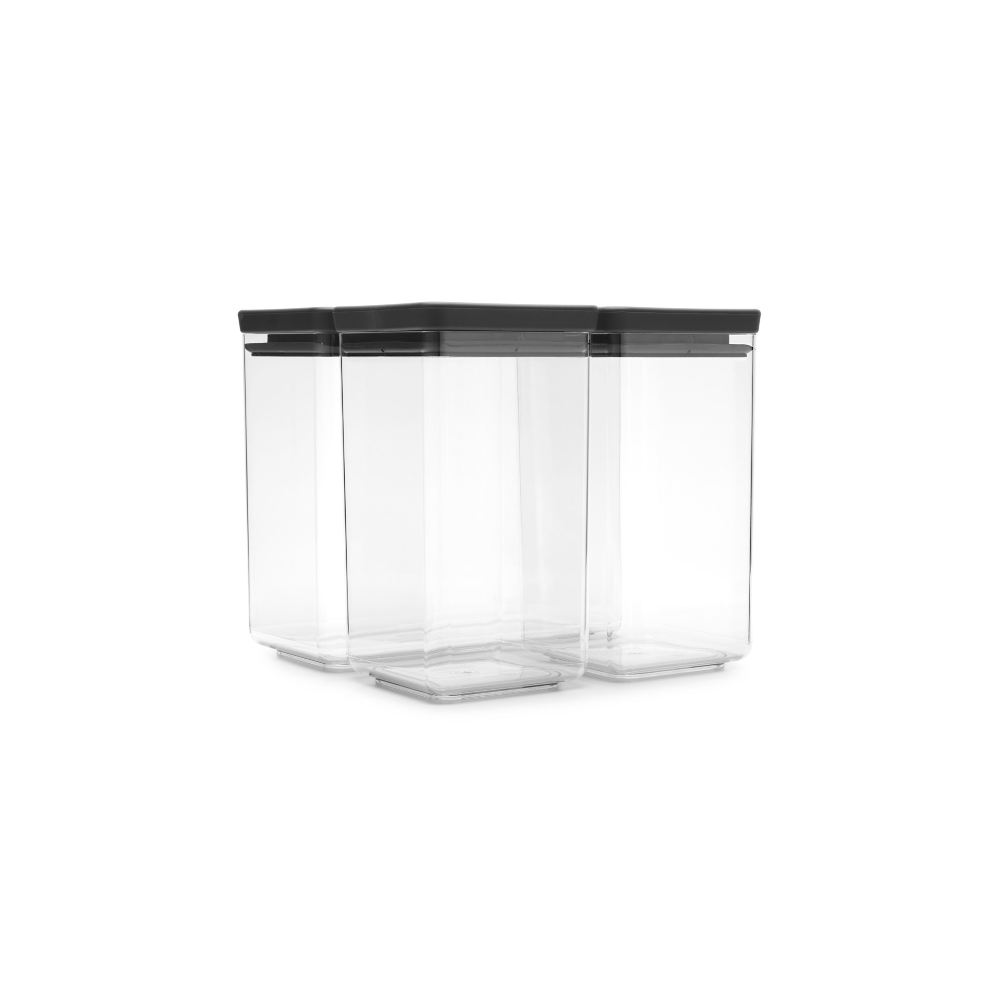 Sada plastových dóz Brabantia SQUARE-2x1,6l/1x3,5l SET/3ks tmavě šedé_4