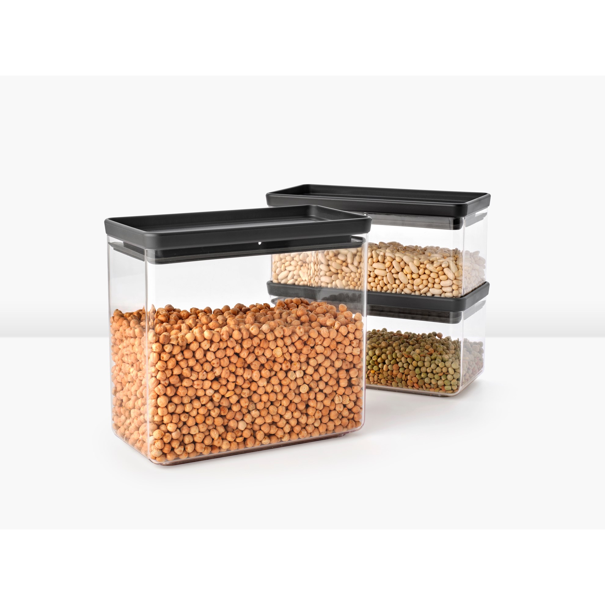 Sada plastových dóz Brabantia SQUARE-2x1,5l/1x3,4l SET/3ks tmavě šedé_2