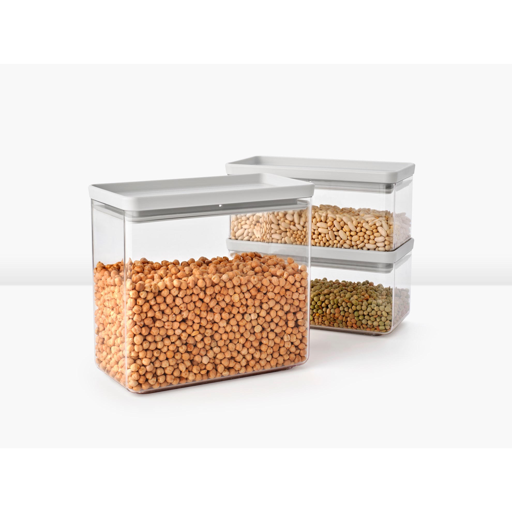 Sada plastových dóz Brabantia SQUARE-2x1,5l/1x3,4l SET/3ks světle šedé_2