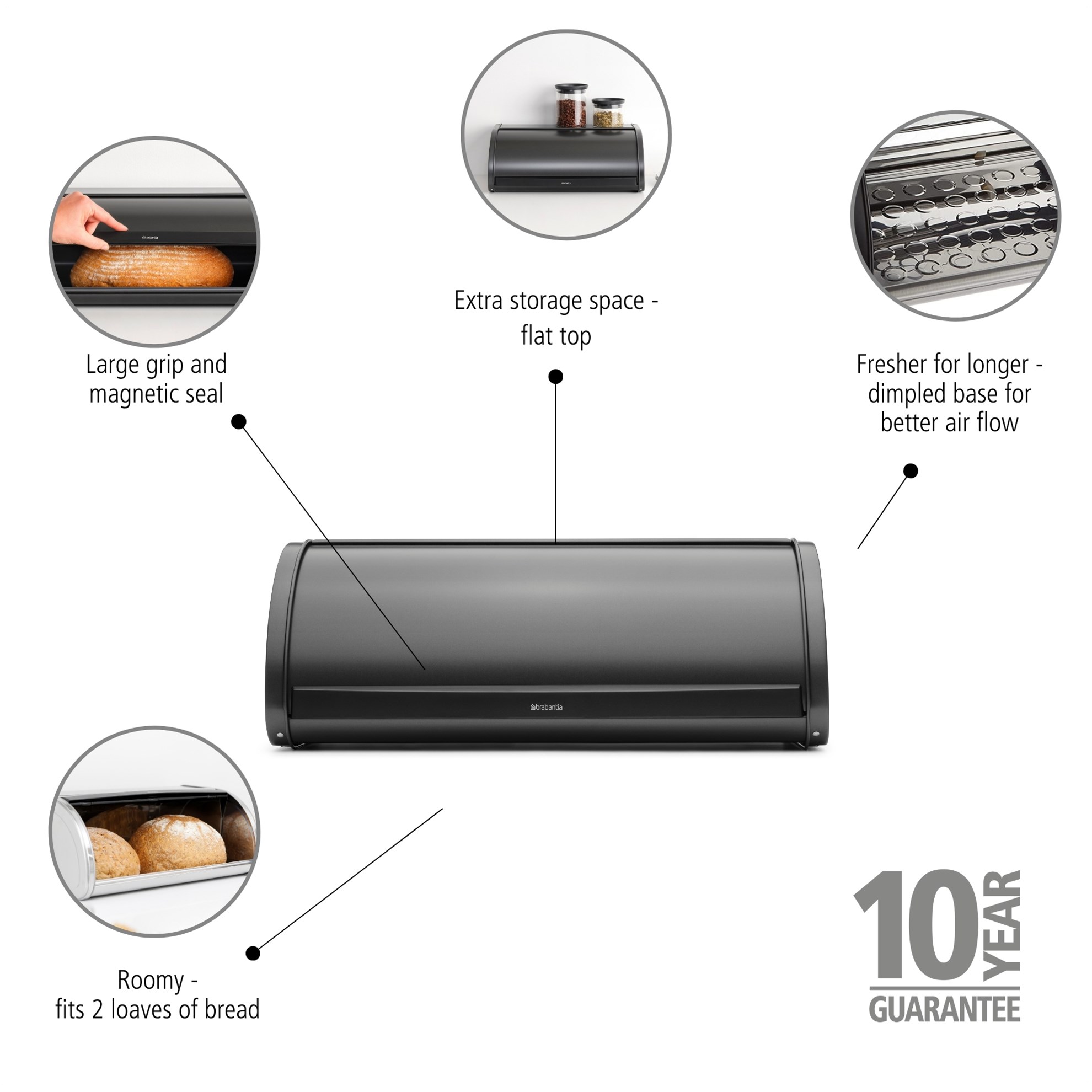 Chlebník Brabantia ROLL TOP 44,5x26cm tmavě šedý_1