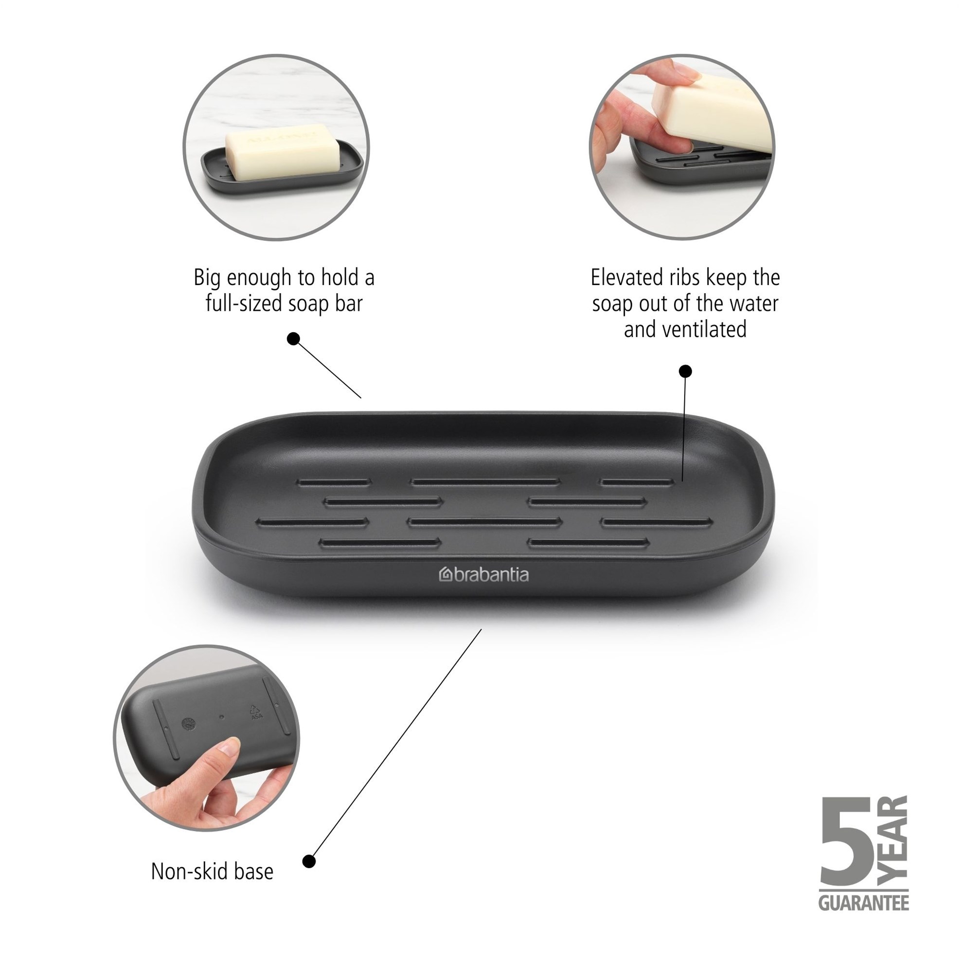 Miska na mýdlo Brabantia RENEW tmavě šedá_2