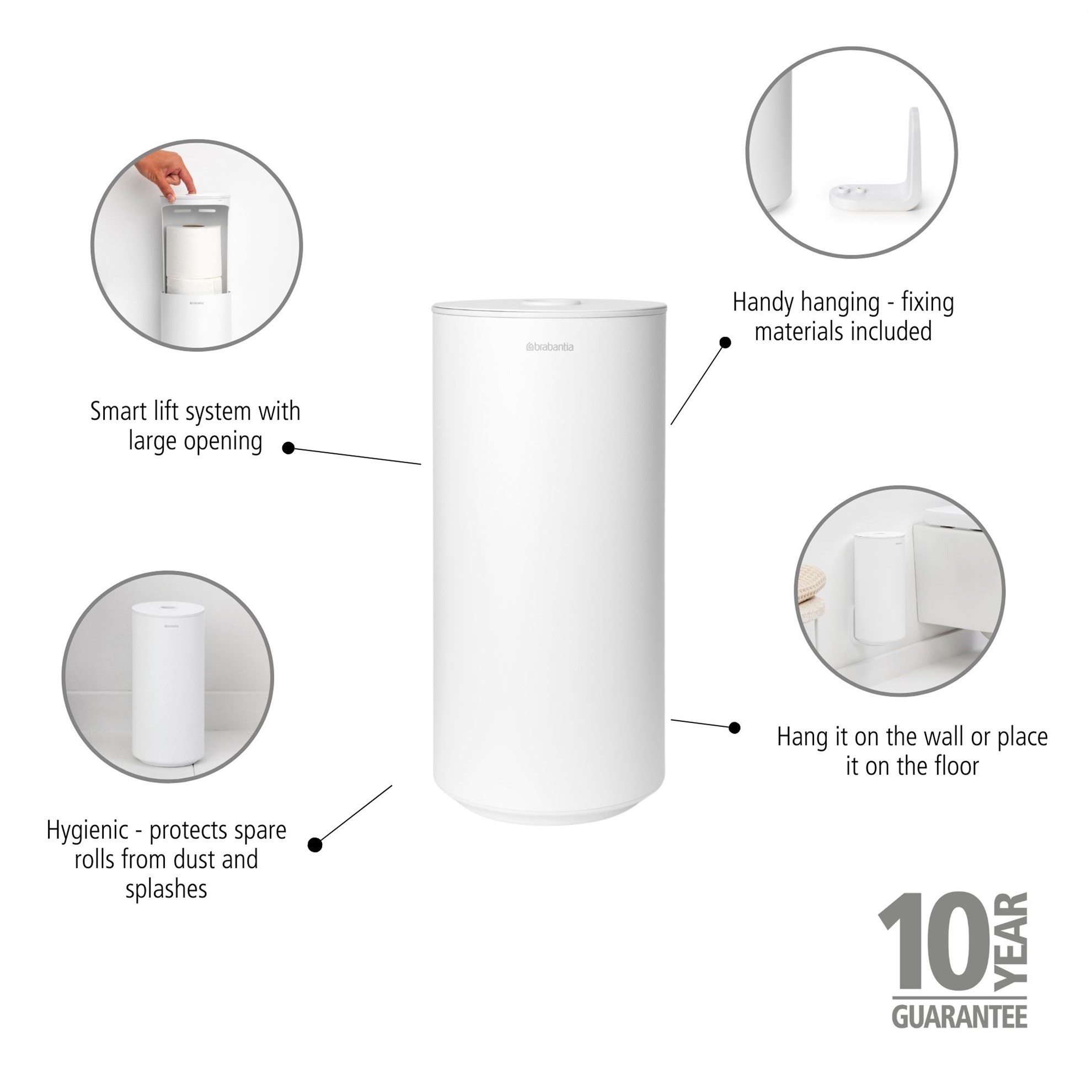 Zásobník na toaletní papír Brabantia MINDSET V.30cm bílý_1