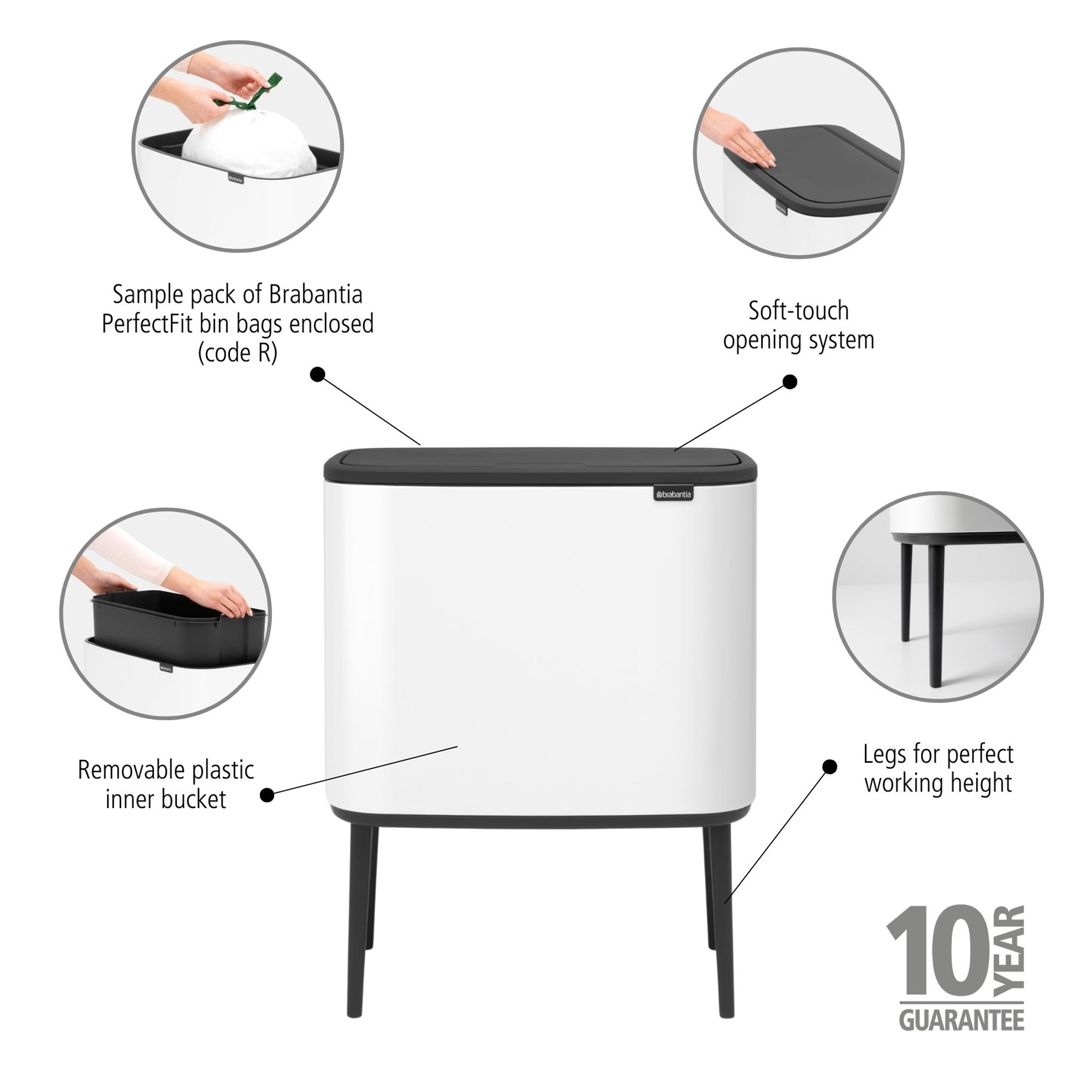 Odpadkový koš Brabantia BO TOUCH 36l bílý_10