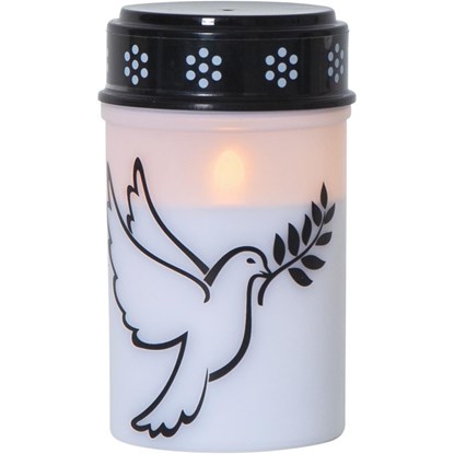 LED hřbitovní svíčka DOVE V.12cm bílo-černá_0