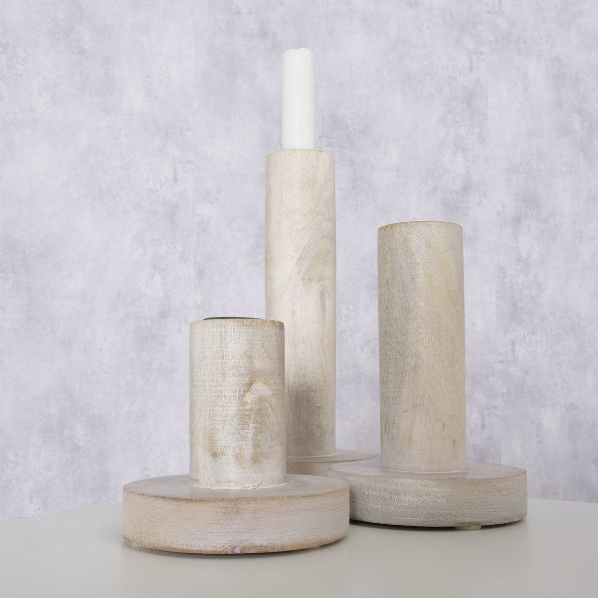 Dřevěné svícny pro svíčku 22mm PEKAT SET/3ks bílé_3