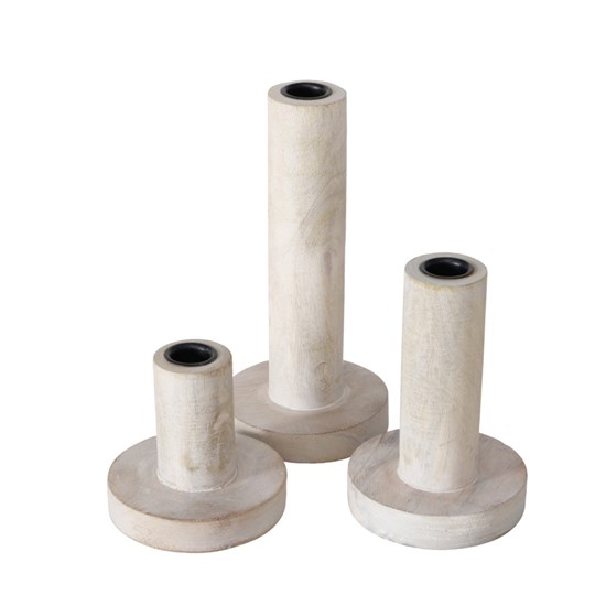 Dřevěné svícny pro svíčku 22mm PEKAT SET/3ks bílé_4