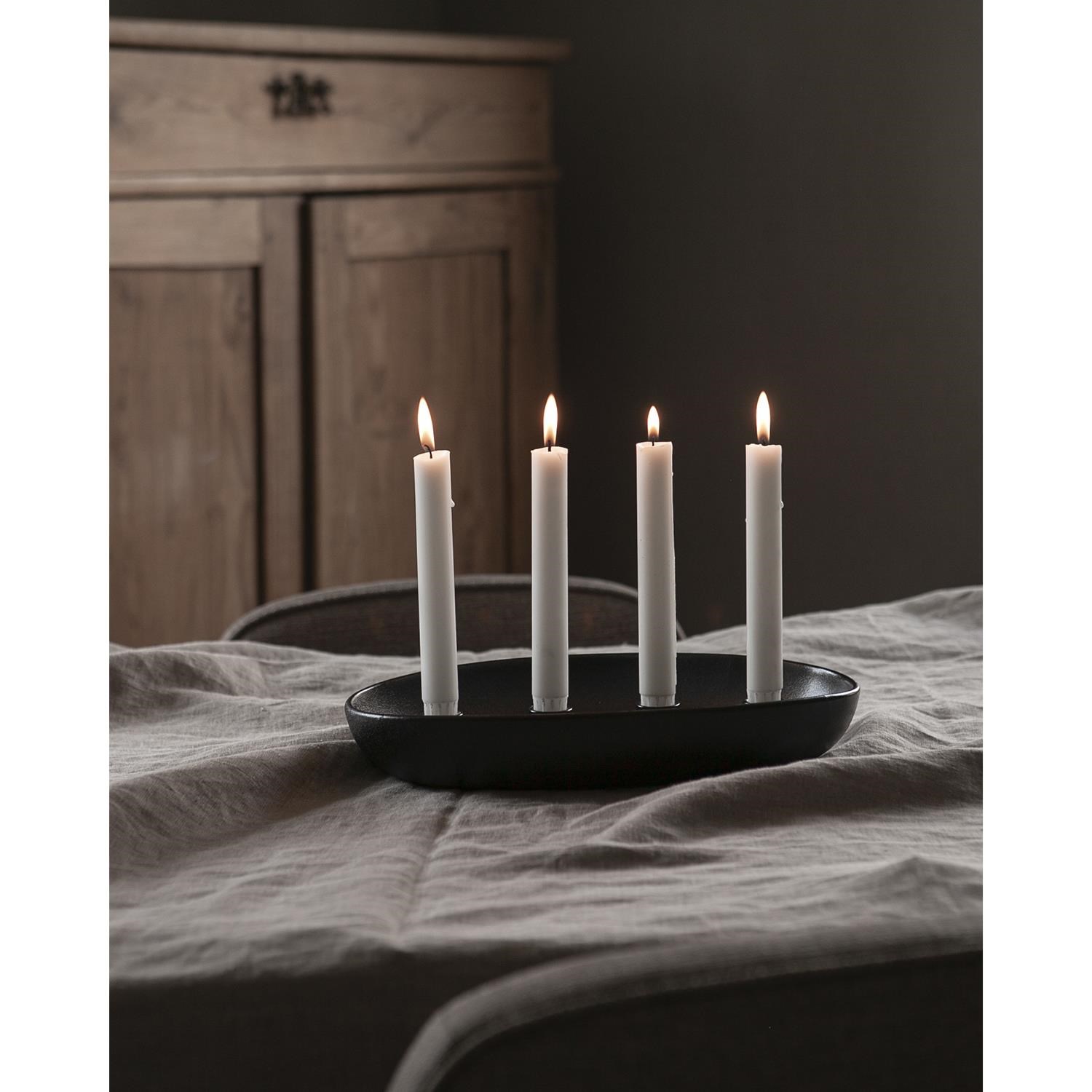 Keramický svícen GRÖNDAL na 4svíčky v řadě D.32cm černý lesklý_4