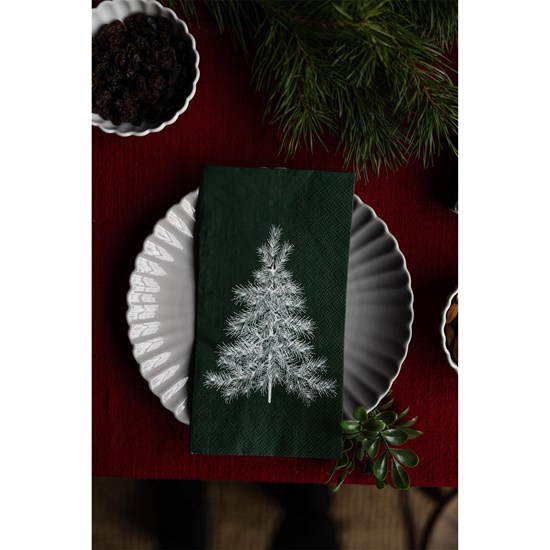 Papírové ubrousky JULGRAN 11x21cm 16ks zelené/dekor stromek_3