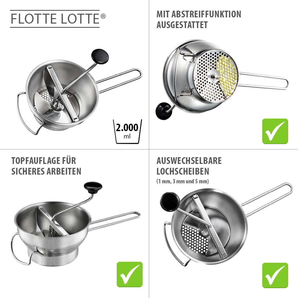 Pasírovací mlýnek Gefu FLOTTE LOTTE se 3 sítky nerezový_1
