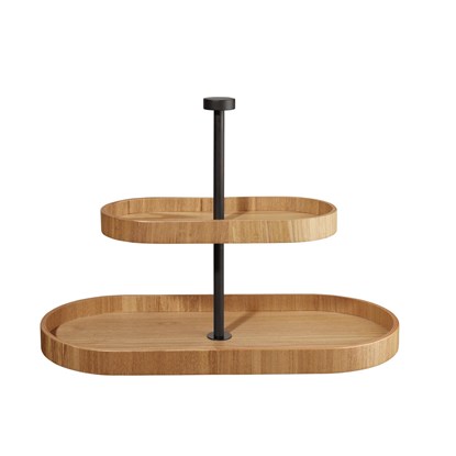 Etažér dvoupatrový oválný WOOD V.25cm hnědý_1