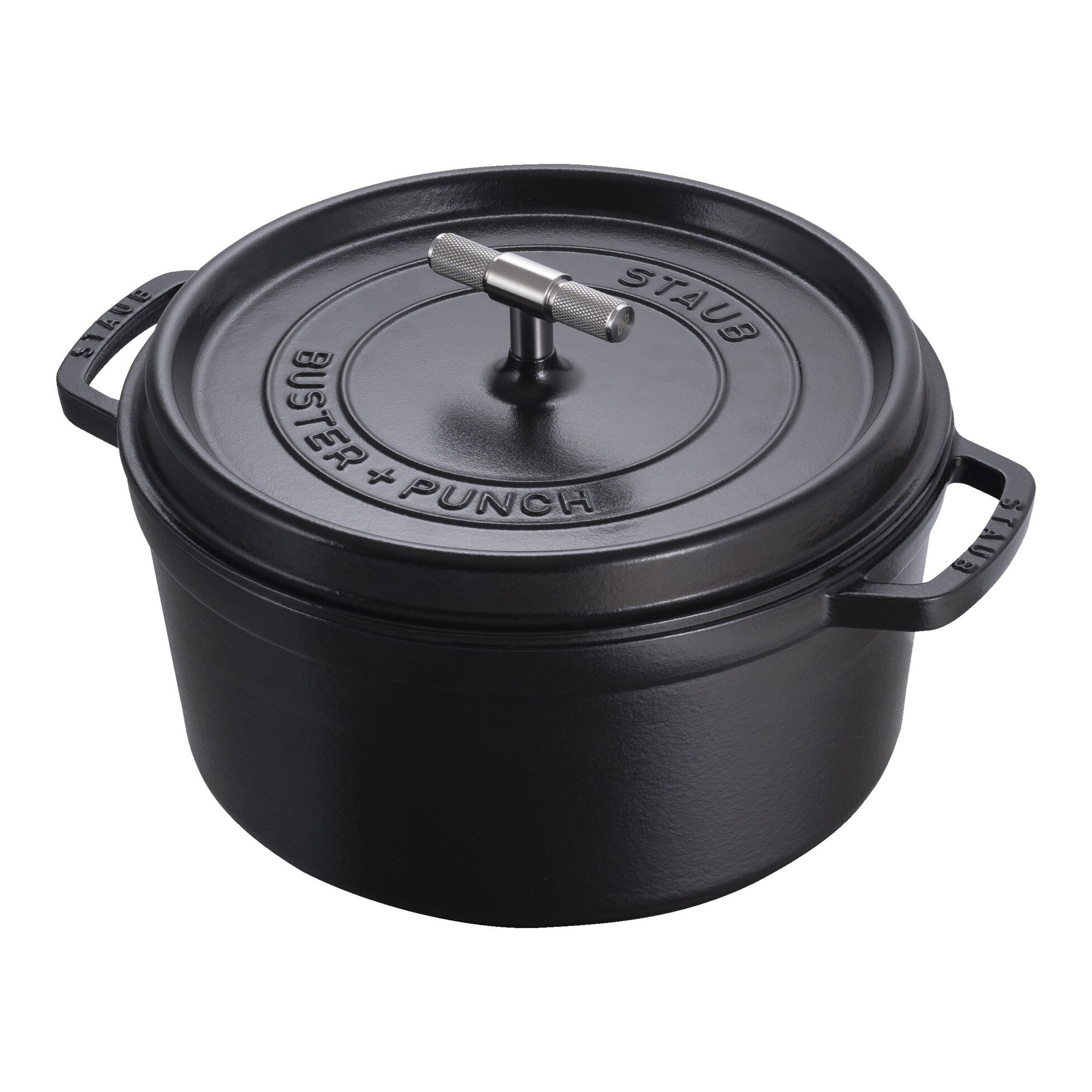 Hrnec STAUB BUSTER kulatý 28 cm černý 6,7l mosazné madlo_2