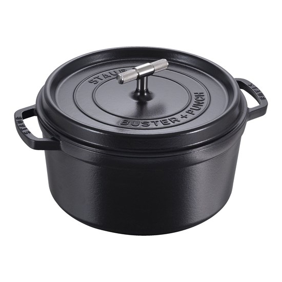 Hrnec STAUB BUSTER kulatý 28 cm černý 6,7l mosazné madlo_10