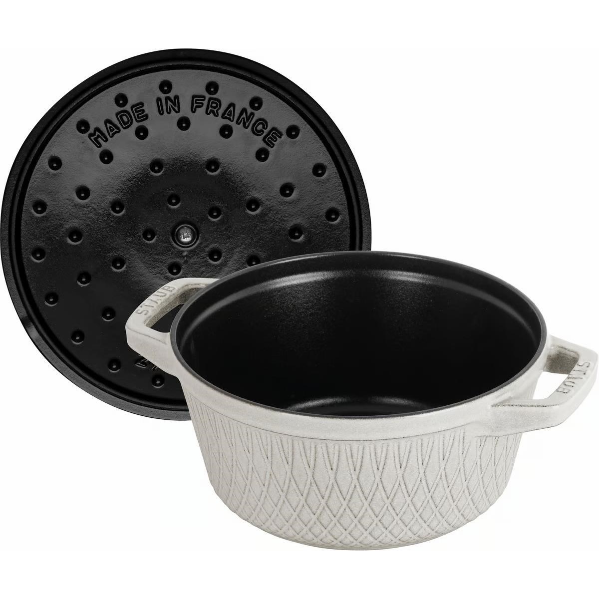 Hrnec STAUB  kulatý 24cm bílý s dekorem lanýž 4ll_0