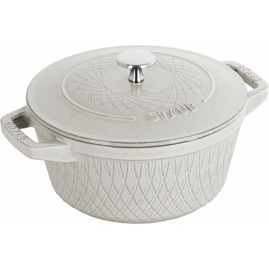 Hrnec STAUB  kulatý 24cm bílý s dekorem lanýž 4ll_4