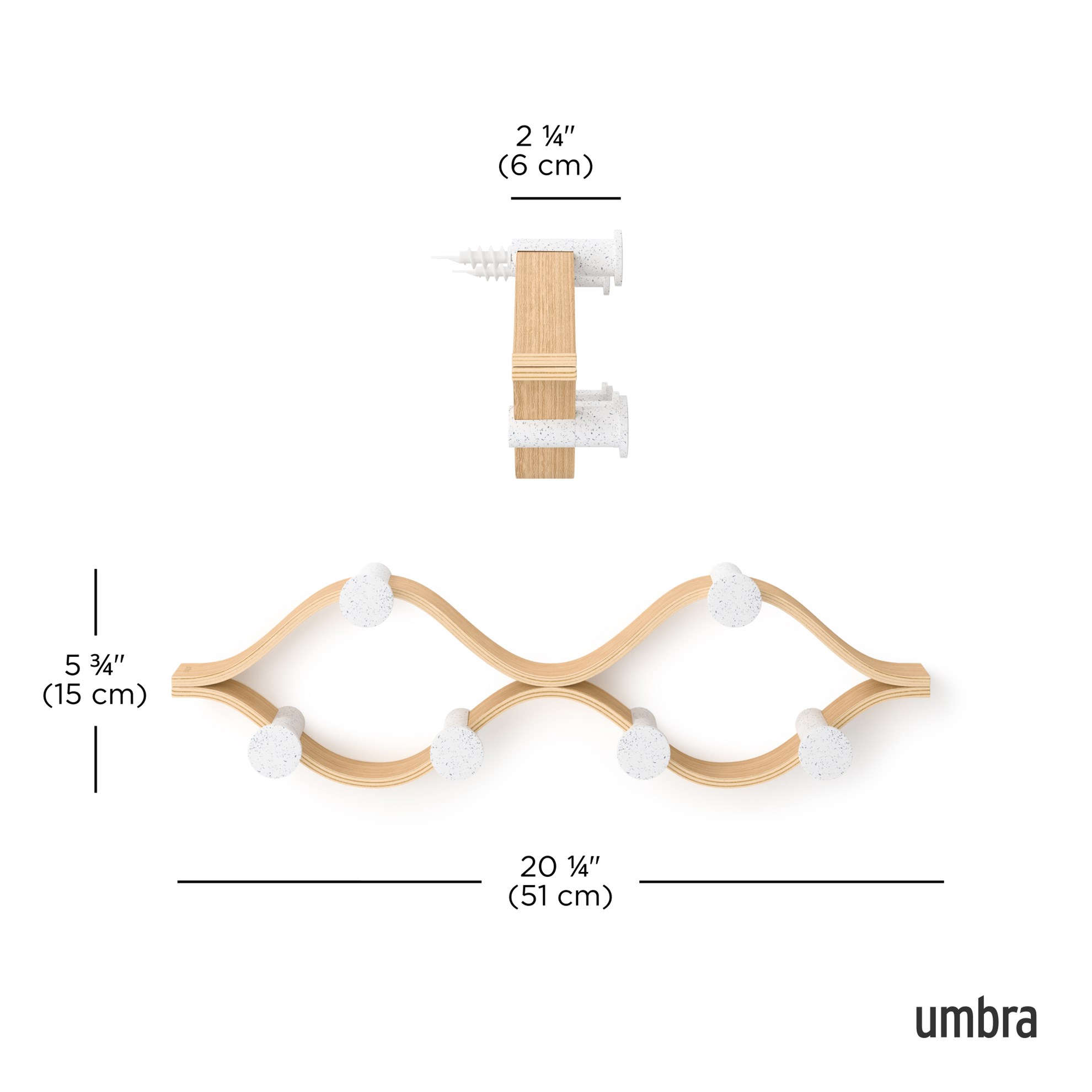 Věšák na zeď Umbra MONTAGE 6 háčků sv. hnědý_2