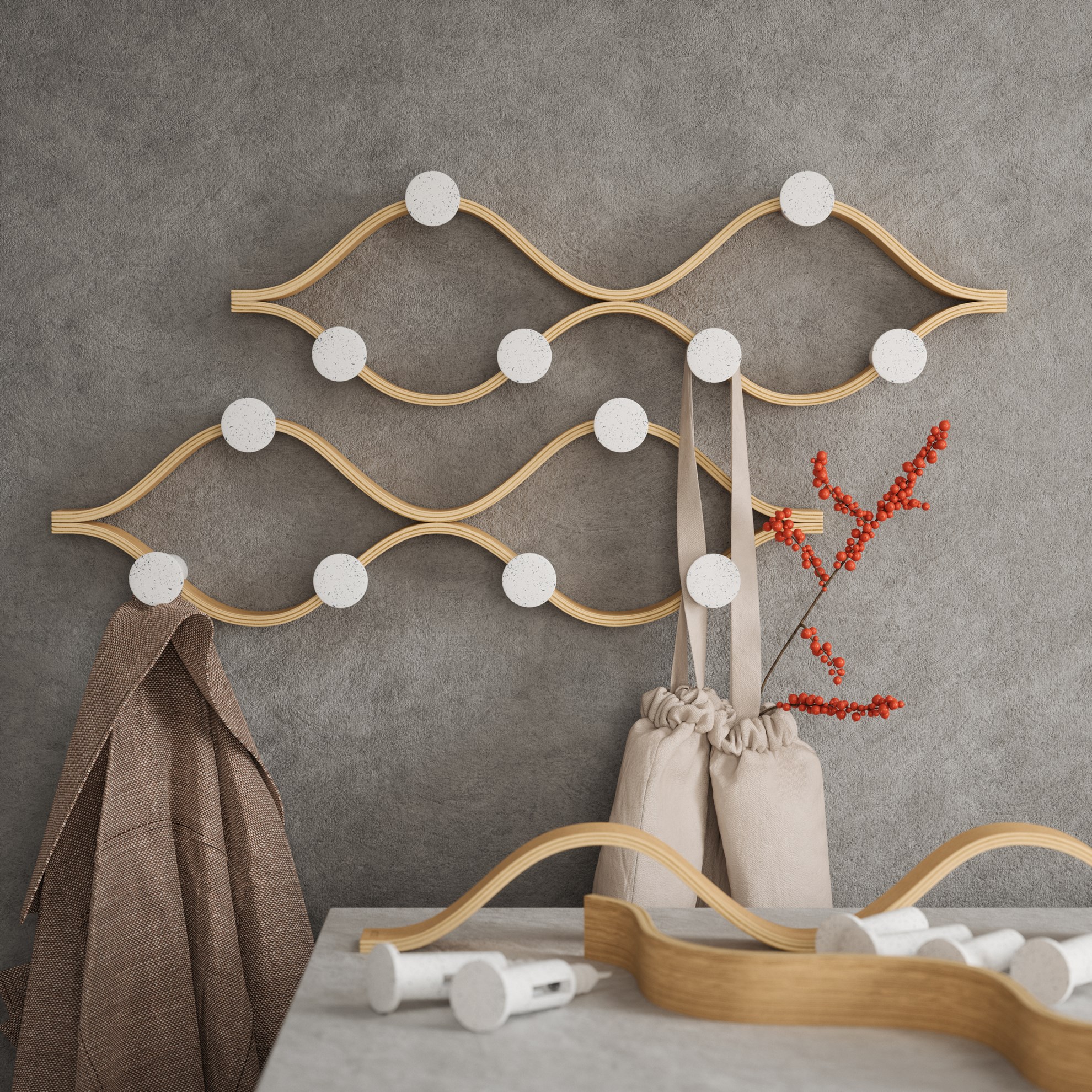 Věšák na zeď Umbra MONTAGE 6 háčků sv. hnědý_7