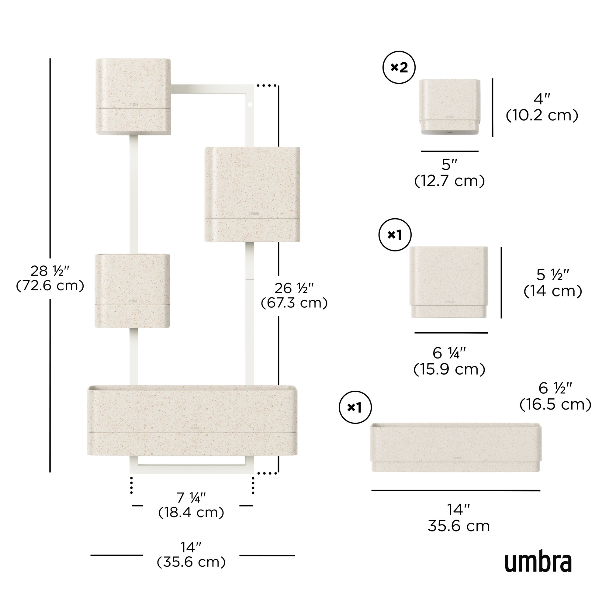 Nástěnný květináč Umbra CUBIKO pískový_9